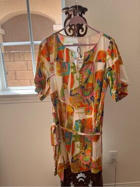 Trina Turk Multicolor Paisley Mini Dress With Side Pockets and and Lining size10
